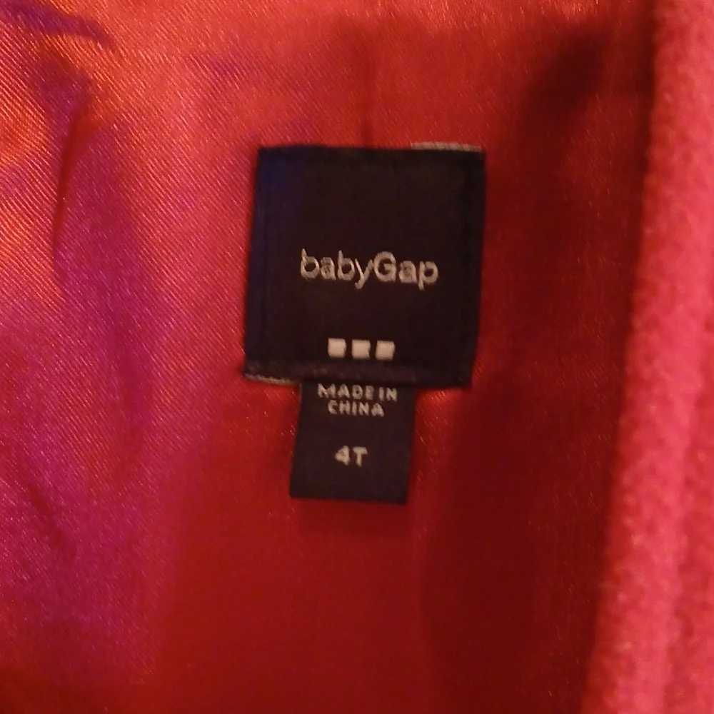 Baby GAP Kids Cherry Red Pea Coat with Floral Detail. Sz.4t‎